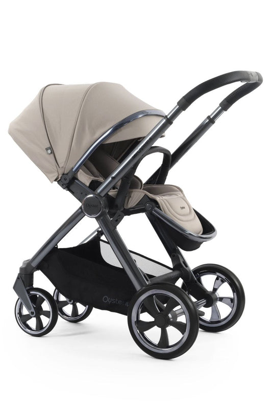 Oyster 4 Stroller with Gun Metal Chassis - Stone - Little Miracles Baby Boutique