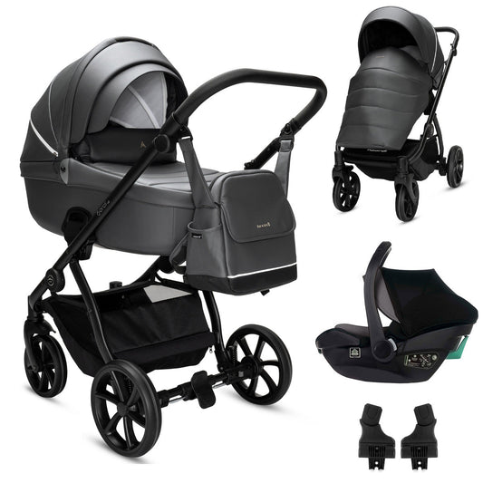 Noordi - Fjordi V2 Leather, 3 in 1 - Shadow Grey with i - Size Car Seat and Base - Little Miracles Baby Boutique