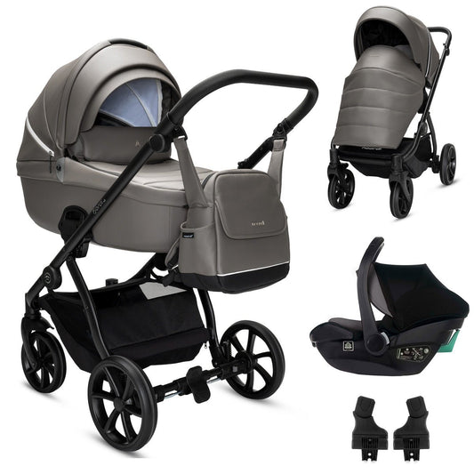 Noordi - Fjordi V2 Leather, 3 in 1 - Stone Grey with i - Size Car Seat and Base - Little Miracles Baby Boutique