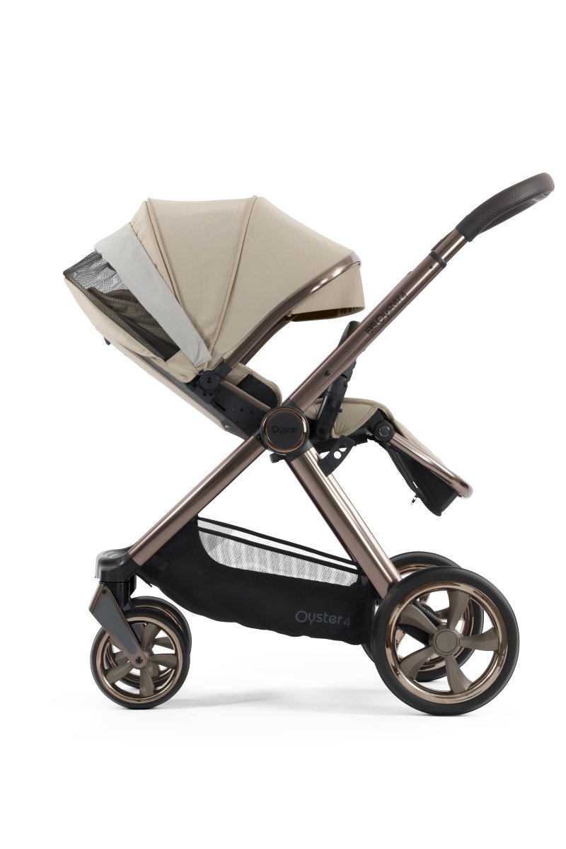 Oyster 4 Stroller with Brown Chassis - Buttermilk - Little Miracles Baby Boutique