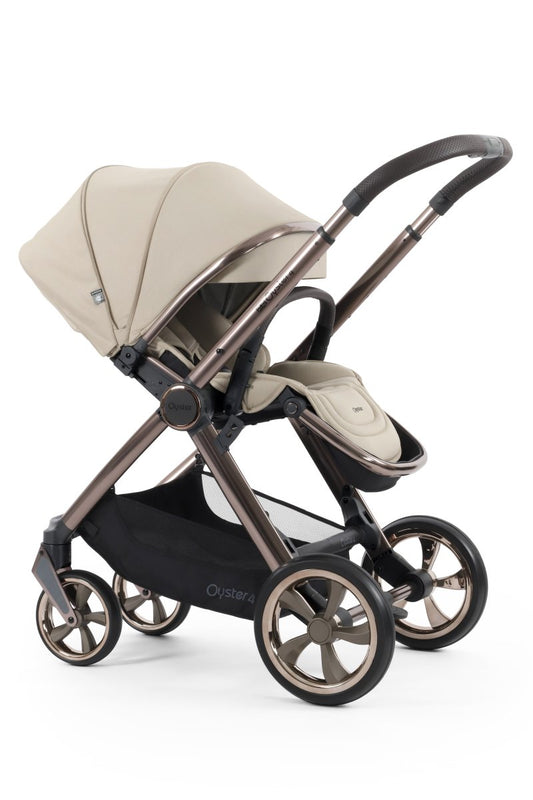 Oyster 4 Stroller with Brown Chassis - Buttermilk - Little Miracles Baby Boutique