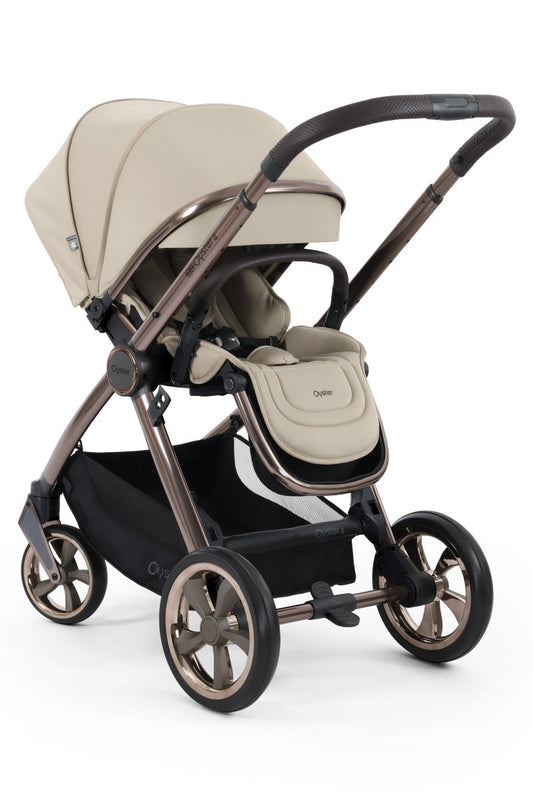 Oyster 4 Stroller with Brown Chassis - Buttermilk - Little Miracles Baby Boutique