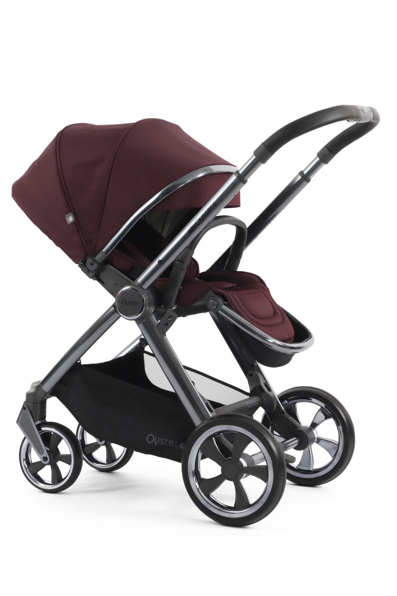 Oyster 4 Stroller with Gun Metal Chassis - Mulberry - Little Miracles Baby Boutique