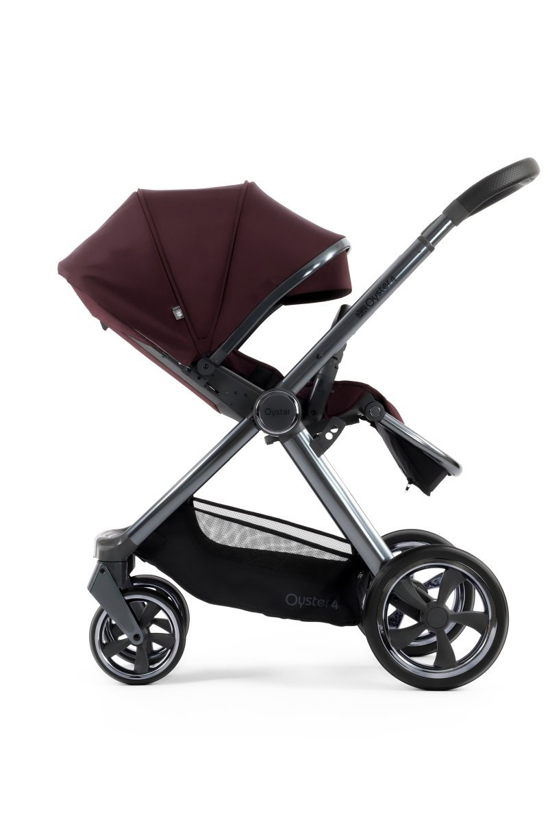 Oyster 4 Stroller with Gun Metal Chassis - Mulberry - Little Miracles Baby Boutique