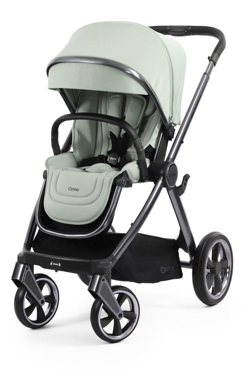 Oyster 4 Stroller with Gun Metal Chassis - Pistachio - Little Miracles Baby Boutique