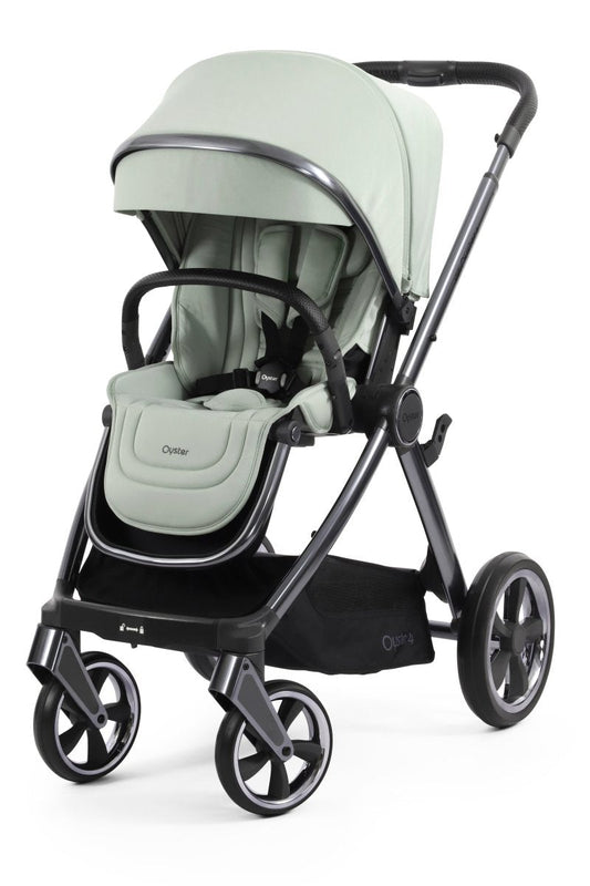 Oyster 4 Stroller with Gun Metal Chassis - Pistachio - Little Miracles Baby Boutique