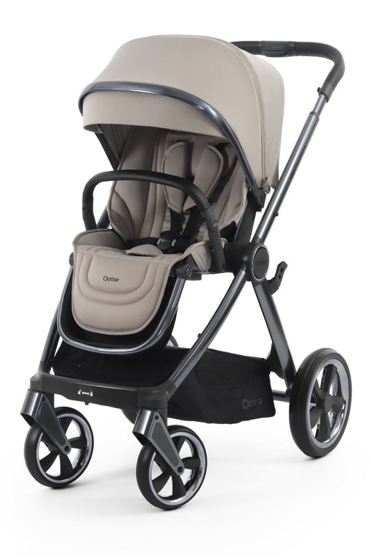 Oyster 4 Stroller with Gun Metal Chassis - Stone - Little Miracles Baby Boutique