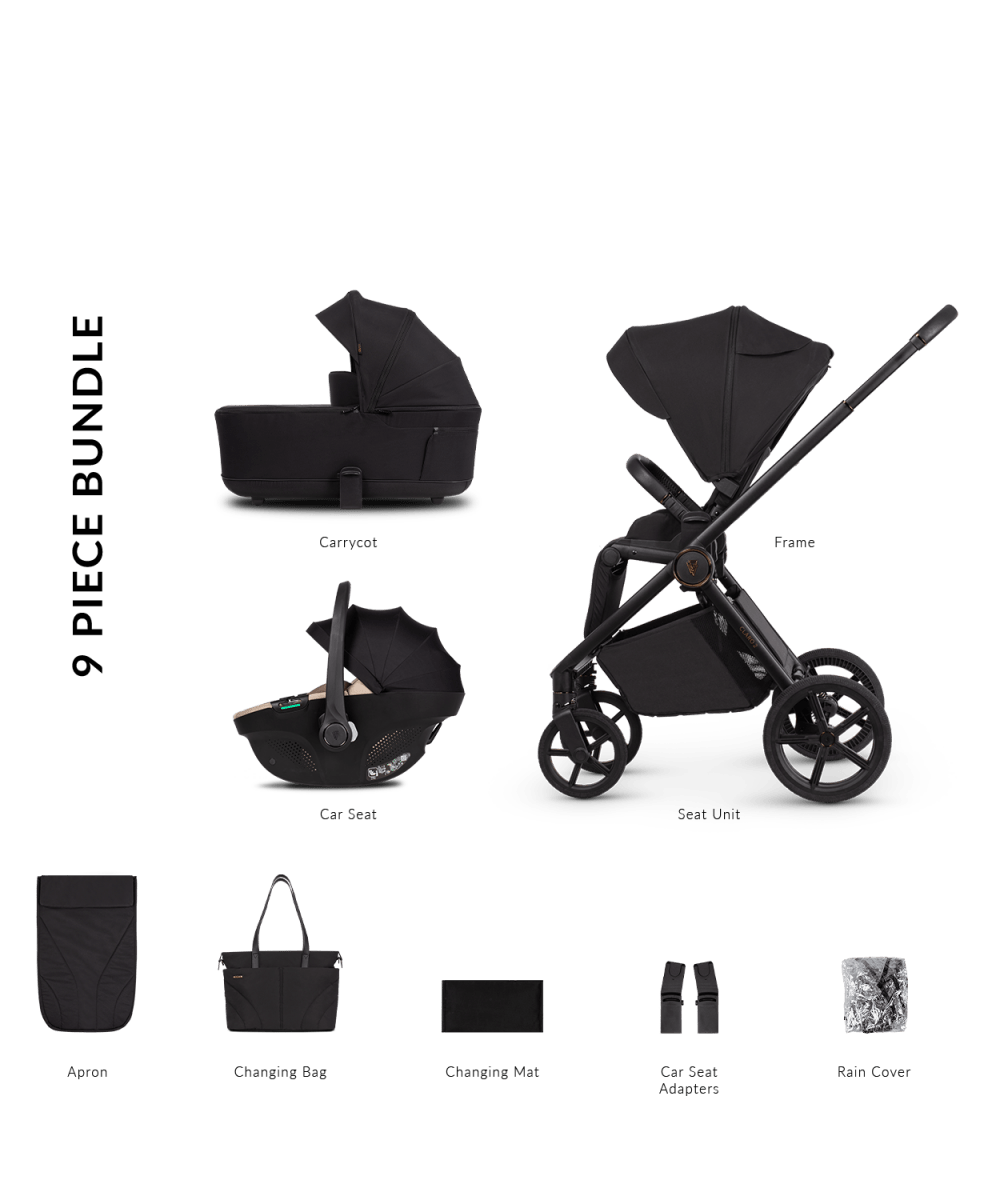 Venicci Claro 2 - 9 Piece Bundle - Noir - Preorder 25th March - Little Miracles Baby Boutique